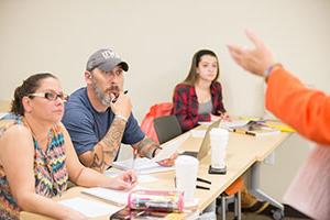 Students interacting in class